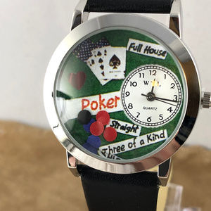 Poker Night Good Luck Watch Whimsical Gifts Story Box Poker Theme Watch